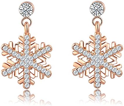 Suxnos Earring Snowflake Pendant Dangler Eardrop for Women Kids Girls Made by Crystal Christmas Gift