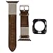Produktbild Qianyou Watch Armband mit Hülle,42mm Sport Nylon Leder Armband Vintage Echtleder Uhrenarmband mit Silikon Case Kompatibel für Apple Watch Series 1, Series 2,Series 3,Sport,Edition,Nike+,Braun-Gold
