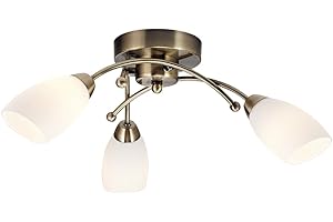 Contemporary 3 Arm Antique Brass Ceiling Light Fitting by Happy Homewares
