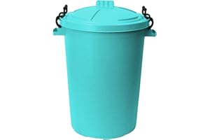 CrazyGadget® 85 Litre 85L Extra Large Colour Plastic Dustbin Garden Storage Unit Bin Clip On Locking Lid Heavy Duty - for Rubbish Waste Animal Feed etc. (Sky Blue)
