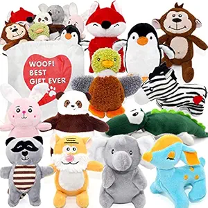 SHARLOVY Dog Squeaky Toys for Small Dogs,Stuffed Animal Puppy Toys,Cute Puppy Chew Toys for Dog Teething Toys, Pet Toys for Small to Medium Dogs,Soft Dog Toys,Plush Dog Toy Pack 12 in Carry Bag