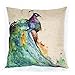 Vanki Peafowl serial soft Linen Square Decorative Throw Pillow Case Cushion Cover 18X 18 inches, Oil Painting colorful peacock stand on right pattern