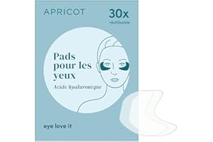 APRICOT BEAUTY & HEALTHCARE Patchs pour les yeux APRICOT Hyaluron en silicone médical avec acide hyaluronique à faible poids moléculaire - Réutilisable jusqu'à 30 fois - Testé dermatologiquement - Végétalien et sans