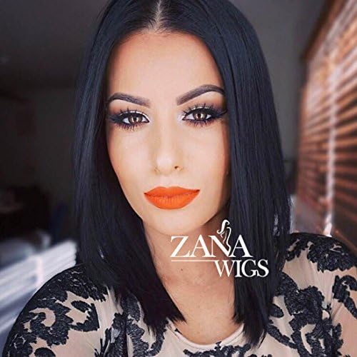 7A Unprocessed Brazilian Virgin Human Hair Bob Wigs for African American Women Short Lace Front Wig with Baby Hair Natural Black 130% Density(14 inch)