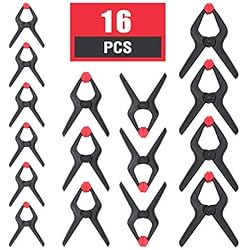WORKPRO Jeu de Pince à Ressort Plastique Ouverture jusqu'à 60, 45, 35 mm Pince de serrage pour Bois Atelier Photographie 16 Pièce