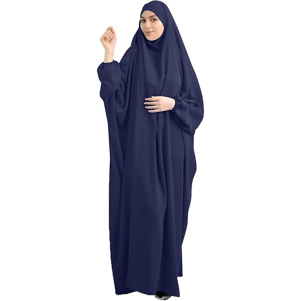 FPOVFPO Women's Muslim Abaya Prayer Dress - 2 Piece Set With Hijab, Purple, One Size Full Length