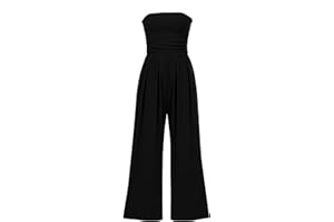 AGUCEG Damen Sommer Jumpsuit Ärmellos Rückenfrei Weites Bein Lang Elegant Overall Romper Mit Taschen Casual