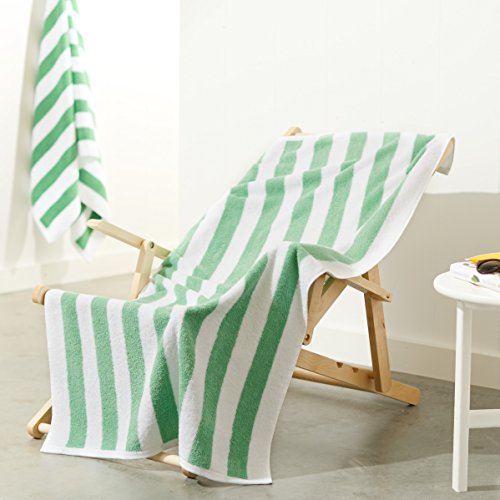 AmazonBasics – Strandtuch, Blockstreifen, Blaugrün, 2er-Pack - 2