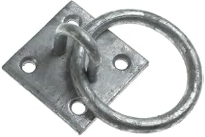 HARDWARE-SOLUTIONS Hardware Solutions - Galvanised Steel Ring on Plate Anchor Point - for Chain to Gate Or Fence Posts - Hook Loop Suspension Ceiling Hooks - M6 x 50mm
