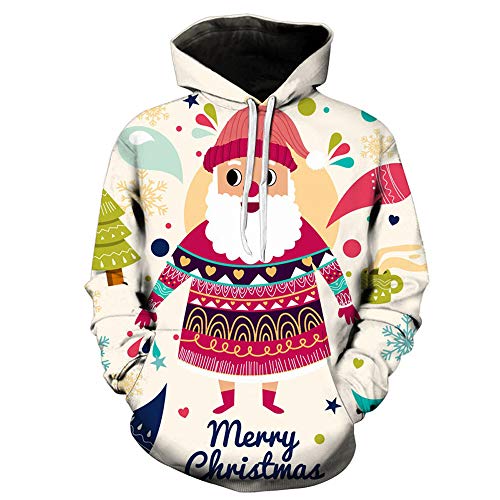Preisvergleich Produktbild Christmas Pullover Herren Damen Unisex UFODB Männer Weihnachtspullover Casual Sweatshirt Winterpullover Kapuzenpullover Pulli Weihnachtspulli Weihnachtsparty Oberteile