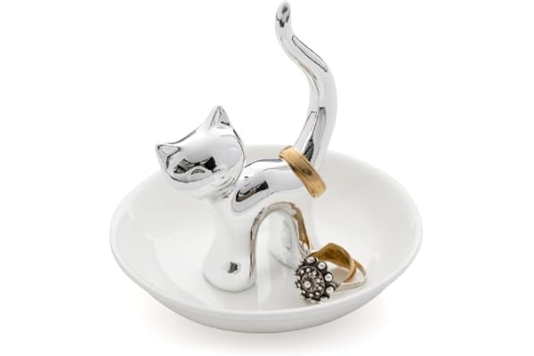 Balvi - porte-bagues Gatto en céramique. Plateau pour bagues et bijoux. En céramique. En forme de cha