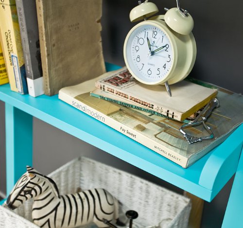 Modernes Leiterregal mit fünf Böden, Standregal, Wandregal, 56x189cm, Farbe in Blau, FRG17-B - 4