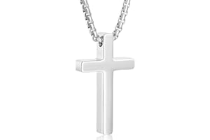 Aretas Collana Croce Crocifisso per Uomini/Ragazzi, in Acciaio Inossidabile. Colori: Argento, Oro, Nero. Con Appendici Croce. Lunghezza: 40-60 cm.