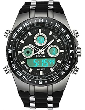 Herren Uhren Militär Wasserdichte Sport Analog Digital Groß Uhr Männer Dual Display LED Licht Stoppuhr Army Shock...