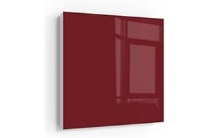 ‎DEQORI DEQORI Schlüsselkasten weiß | 30x30 cm | Unifarben - Dunkelrot | Glas & Metall Schlüssel-Box | Schlüsselschrank mit 50 Haken + 2 Magnete | Moderne Design Box magnetisch & beschreibbar