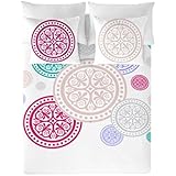 Devota&Lomba Juego De Funda Nórdica Medallones Blanco/Multicolor Cama 135 (220 x 220 cm + 45 x 155 cm)