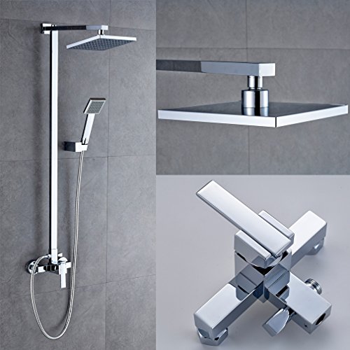 Auralum® Design-Dusch-System für Regendusche, Set mit Stange, Thermostatmischer und Duschkopf - 2