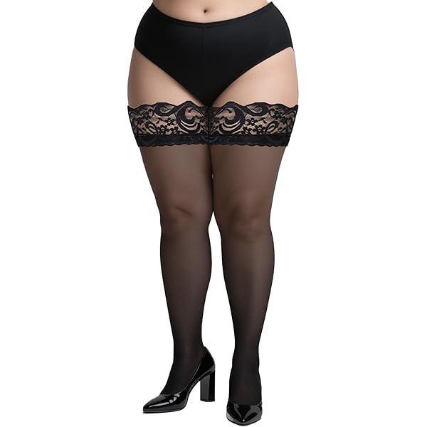 Lace Top Stay Ups Calze Nero&Rosso | Autoreggenti Trasparenti Con - Foto 4