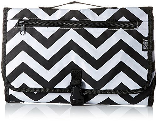 3 Bees & Me Changing Pad Diaper Clutch - Portable Diaper Changing Station Kit with Mat for Travel, Chevron