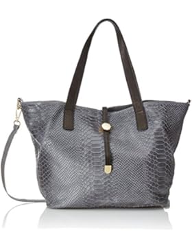 CTM Bag Handtaschen, Taschen, Schulranzen mit Pythondruck, 30x24x13cm, 100% echtes Leder Made in Italy