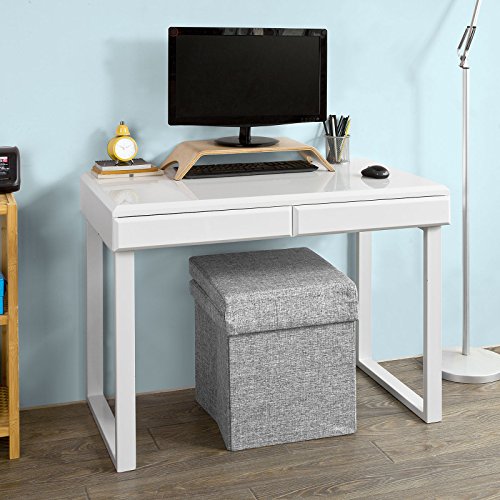 SoBuy Schreibtisch(100x55x76cm), Computertisch, Arbeitstisch mit Schubladen, MDF-wei, Hochglanz, FWT27-W SoBuy Schreibtisch(100x55x76cm), Computertisch, Arbeitstisch mit Schubladen, MDF-wei, Hochglanz, FWT27-W