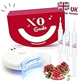 Teeth Whitening Kit by XOsmile - White Teeth in 10 Minutes - 3 Gels, 1 Led Light, 1 Mouth Tray - No Peroxide - 100% Effect - Cruelty Free - UK Dentists Formula