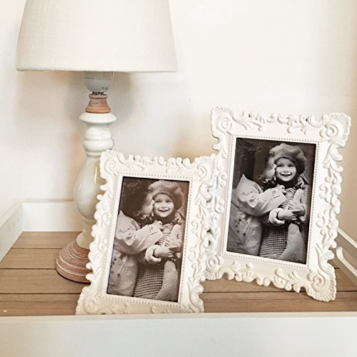 Fotorahmen FEUILLE rechteckig weiß 2 Grössen Bilderrahmen Shabby Vintage Nostalgie Landhaus (klein) - 2