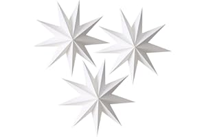 EASY JOY Papiersterne Weihnachtsstern 30cm Party Dekoration Weiß 3D Stern Weihnachtsdeko Fensterdeko Faltsterne zum Aufhängen – 3 Stück 30cm