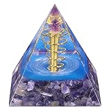 Nupuyai Spiral Energy Amethyst Crystal Pyramid Ornament, Amethyst Chakra Healing Chip Stone Quartz Point Pyramid Home Decor