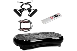 JUPGOD Vibration Plate Exercise Machine, Whole Body Shape Vibration Platform Machine with Jump Rope for Weight Loss Fitness, 99 Levels Home Gym Equipment Workout Machine with Bluetooth Speaker (Black)