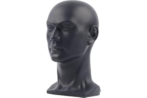 Esyogen Männlich Modellkopf aus PVC Perückenkopf Dekokopf Mannequin Kopf Hüte Brille,50x30cm,matt schwarz