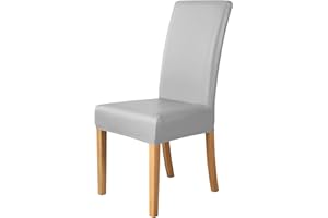 iEventStar PU Faux Leather Waterproof Stretch Dining Chair Cover Chair Protect Slipcover (Light Grey, 2)