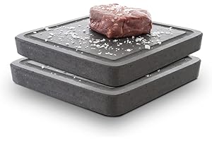 Pack de 2 Piedras Volcánicas para Asar Carne - Medidas 20 x 20 x 3 cm - Ideales para Barbacoas y Compatible con Horno - Planchas de Piedra para Cocinar Carne, Pescado o Verduras - Dekobe