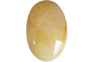 Lovionus89 Piedras de preocupación de jade amarillo,Natural Oval Palmera Bolsa Cristal curativo Masaje Spa Piedra Energética