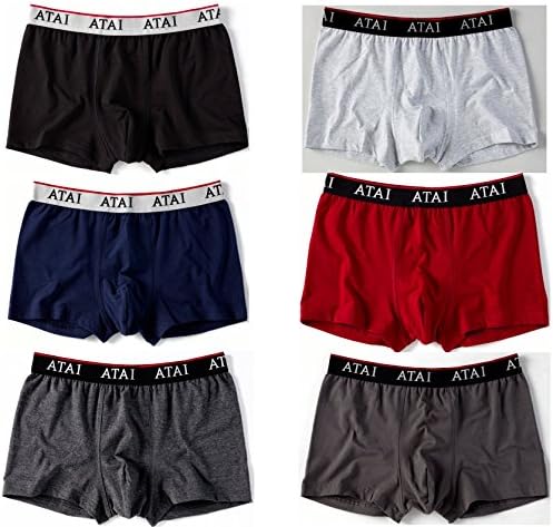 ATAI Men's Classic Plain Style Gift Underwear - Stretch Cotton Jersey Hipster Boxer Trunks - Multi Pack of 6 - XXL Size