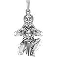 AKSHAT SAPPHIRE Sterling Silver (92.5% purity) God Hanuman Pendant for Men & Women Pure Silver Lord Bajrang Bali Locket for Good Health & Wealth