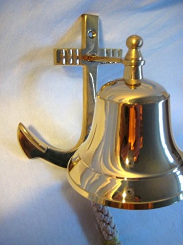 Schiffsglocke aus Messing mit Halterung, Bändsel – Glocke 7,5 cm, Gewicht 400 g - 5