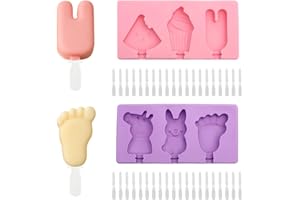 GGUFAY Moule à glace, Lot de 2 Moules Glace Silicone, Réutilisables Popsicle Mold, Moule Glace pour Adultes et Enfants, Sans BPA, avec 40 des bâtons, pour Ice Cream Maison Dessert DIY