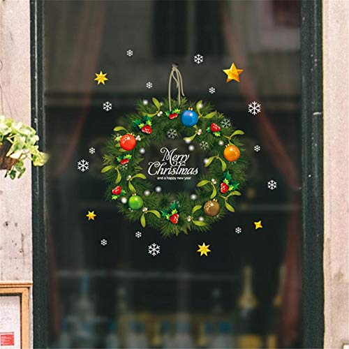 Ksruee 2020 Stickers Muraux Couronne De Noël pour La Nouvelle Année Décoration De Noël Décoration, 3pcs