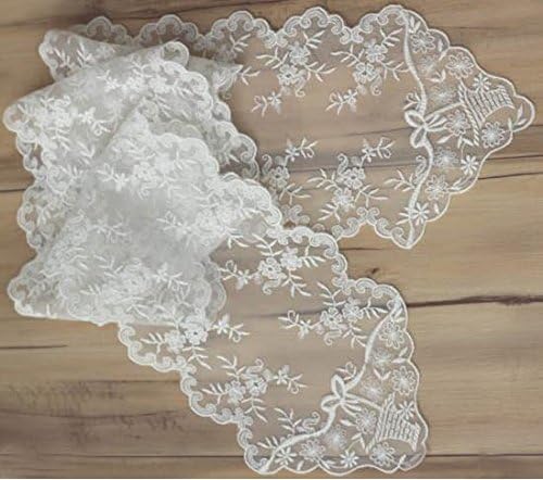 Cozymom Wedding Tablecloth Table Topper Lace Runner Embroidery 14x120cm-white