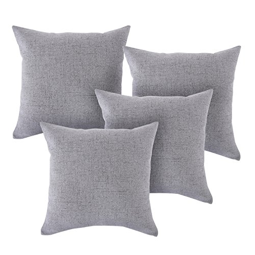 Deconovo 4er Pack zum Sparpreis Leinen Optik Kissenhülle, Kissenbezüge, Sofa Dekokissen, Cushion Cover, 40×40 cm, Grau, 4er set - 8