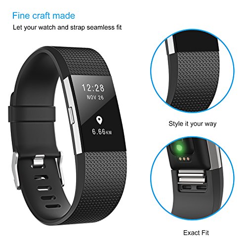 DigiHero Fitbit Charge 2 Ersatz-Armbänder, Metall-Schließe, ohne Tracker - 7