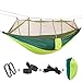 Produktbild ATLES Bequeme Hängematte - 2 Person Hängematte Hochstarke Fallschirm Stoff mit Moskitonetz für Outdoor Camping, Yard Napping (55'' x 102''(140 x 260cm), Hellgrün-Dunkelgrün)