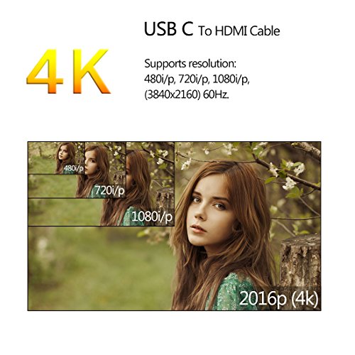 Philonext USB-C zu HDMI-Cable (4KX2K@60Hz), (1,8m/5,9ft), USB-3.1 (Thunderbolt 3 kompatibel) Typ c männlich männliche 4K HDMI Kabel für 2016 Huawei MateBook & mehr 2015 MacBook, MacBook Pro, ChromeBook Pixel - 7