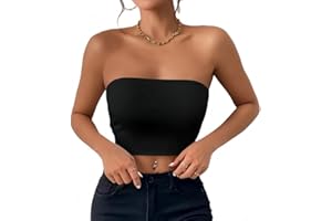 Sukiglam Crop Top Donna Estivo Sexy Slim Fit Tubo Tops a Fascia Basic Senza Maniche Stretchy Elegante Y2k Backless T-Shirt Non Imbottito Tessuto a Doppio Strato