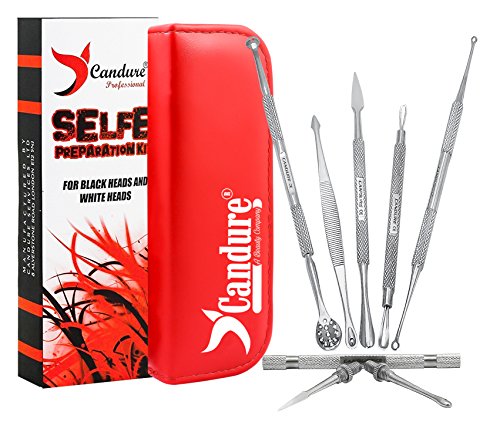 Komedonenquetscher - Mitesserentferner - Pickelentferner Set - Akne Extraktoren - 6 Stücke Edelstahl