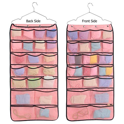 Letopro 42 Bolsillos Armario Colgante Armario de Almacenamiento Sujetador Ropa Interior Calcetines Corbatas Organizador de Joyas, Rosa