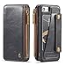 Produktbild elecfan iPhone 8 Plus Ledertasche,iPhone 7 Plus Ledertasche, Brieftasche Etui Case Wallet Zipper Card Holder mit Kartenfächer Retro Vintage Stand Smart Cover Kompatibel mit iPhone 7/8 Plus,Schwarz
