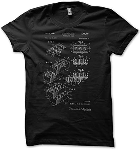 Yohjis TeesToy Building Brick Patent Print Black Men's T-Shirt (XL)