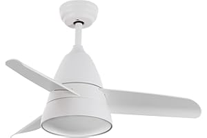 TECHBREY Ventilatore da Soffitto con luce LED Industrial CCT Selezionabile 55W, 3 pale bianche, silenzioso, 6 velocità di ventilazione, telecomando, 91 cm di diametro, timer